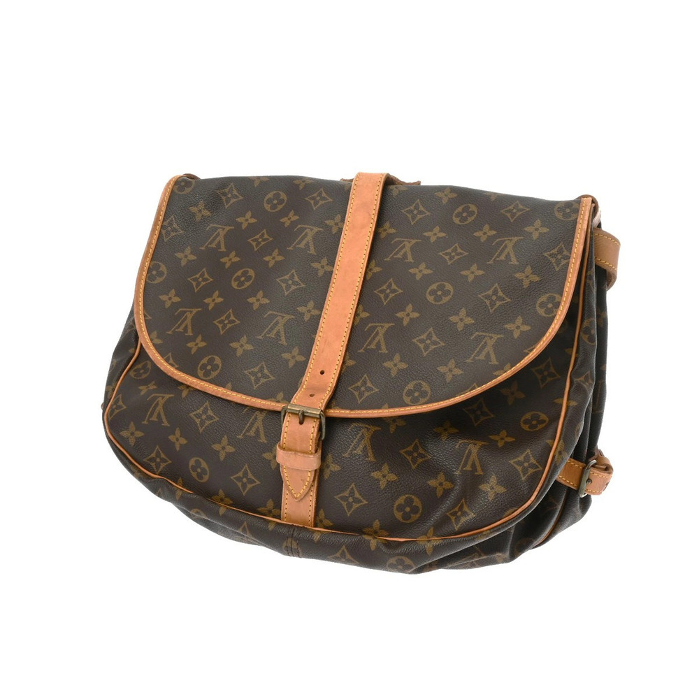 Louis Vuitton Shoulder Monogram Brown Bag Canvas Saumur Brown